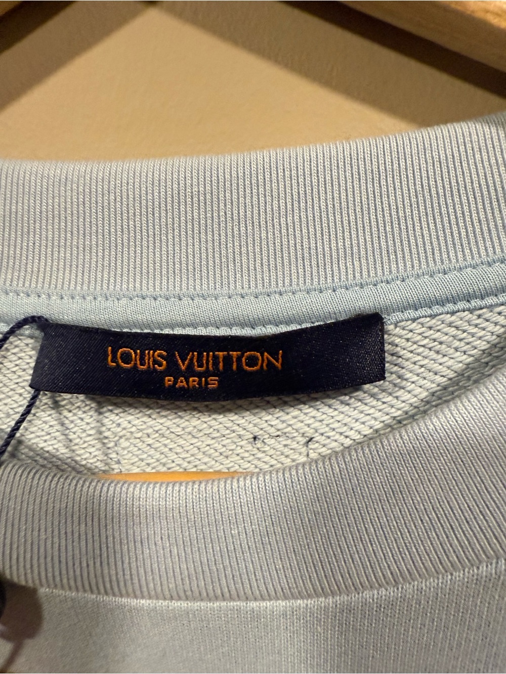 Louis Vuitton Light Blue Script Logo mens Crewneck Sweatshirt image 7